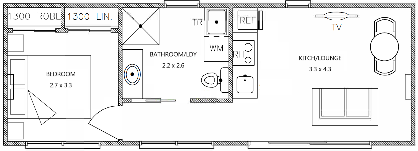 Lodge - 1 Bedroom + Ensuite + Kitchenette + Living