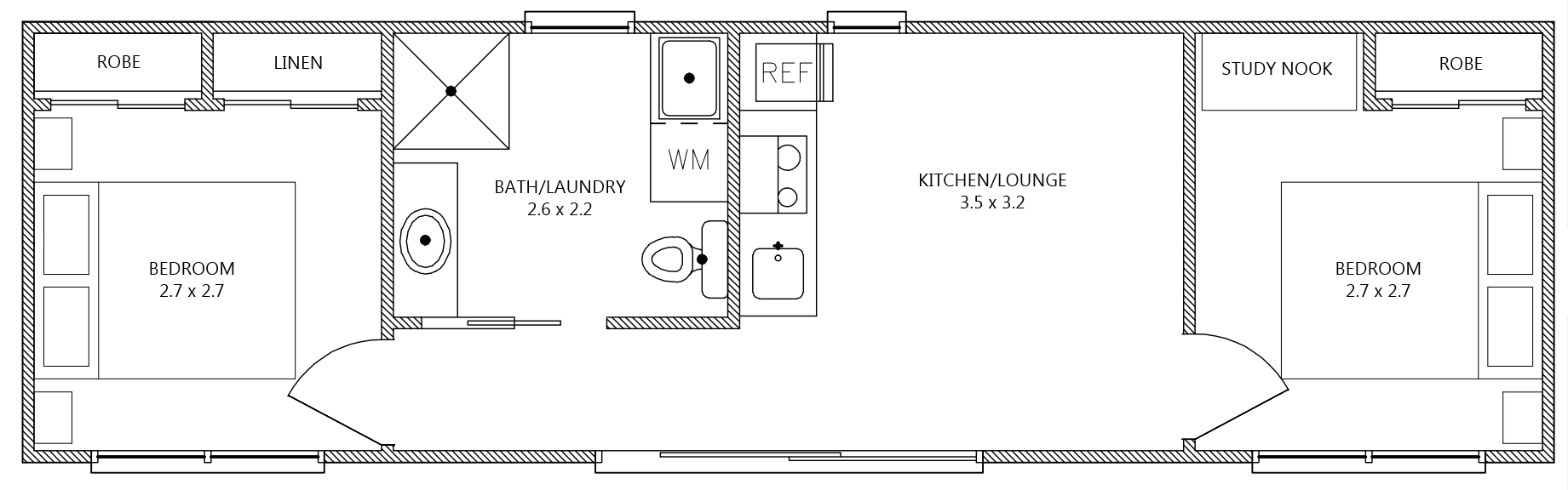 Summit - 2 Bedroom + Bathroom + Kitchen + Lounge