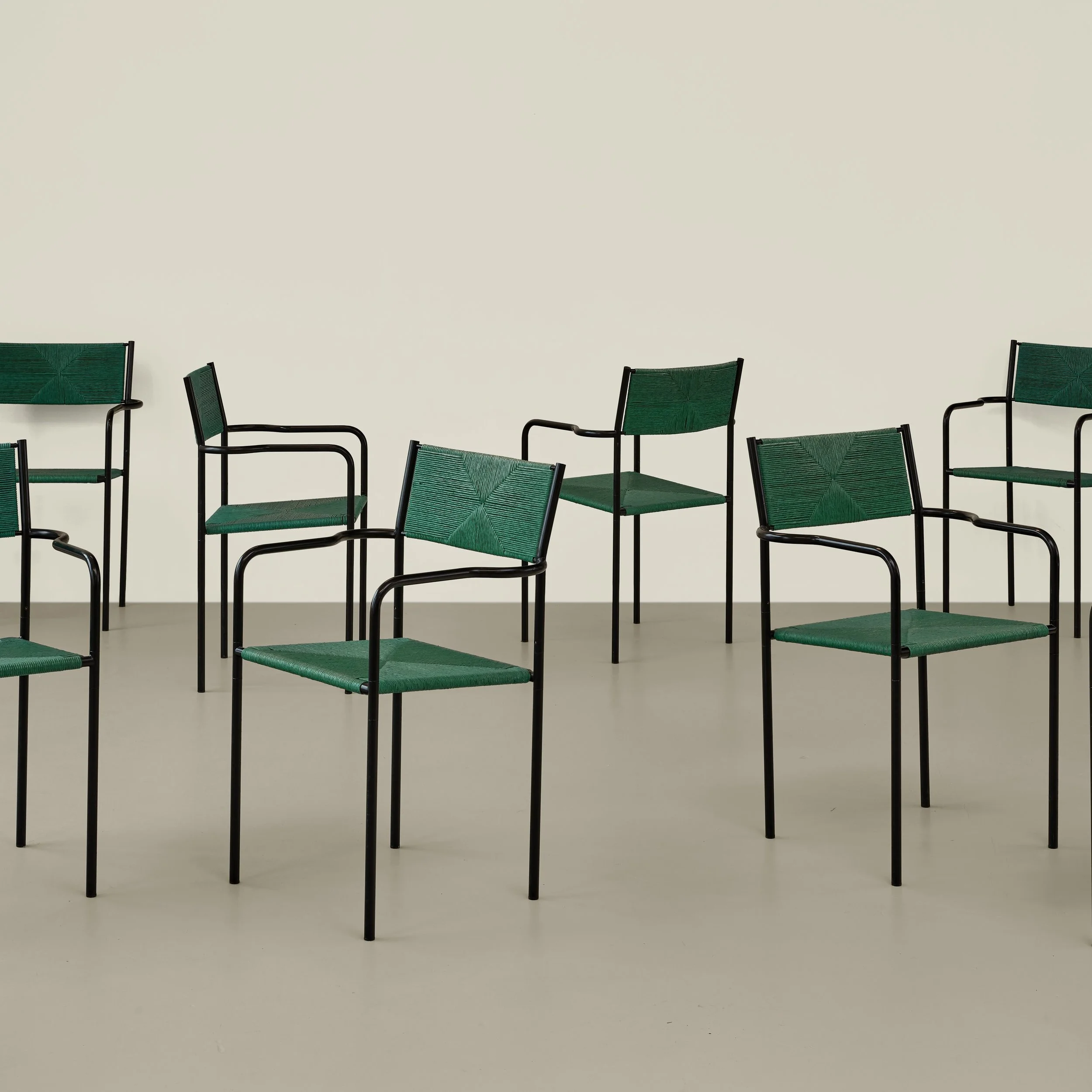 Giandomenico Belotti, set of eight “Paludis” armchairs, 1980s