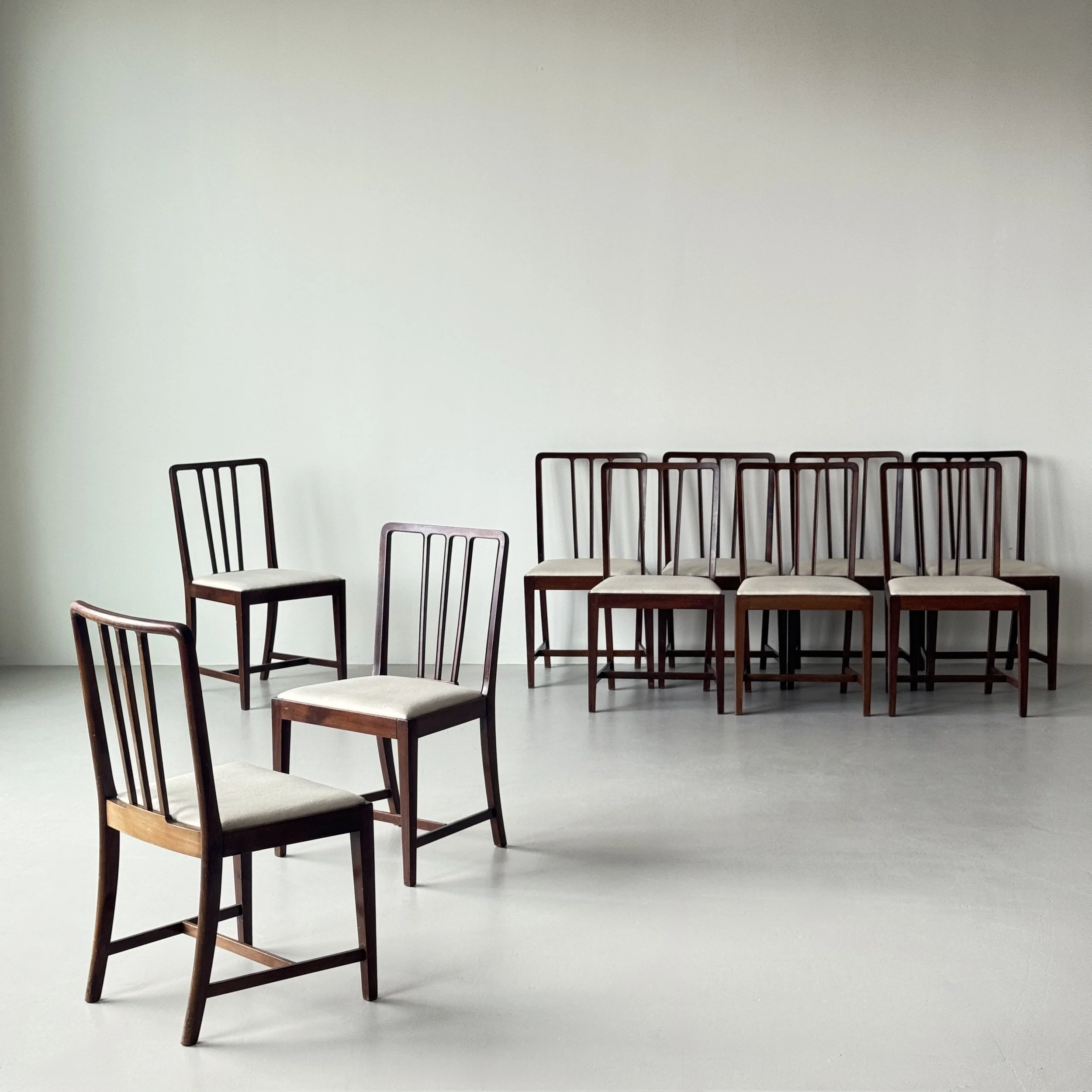 Set of ten dining chairs, Denmark, 1940s