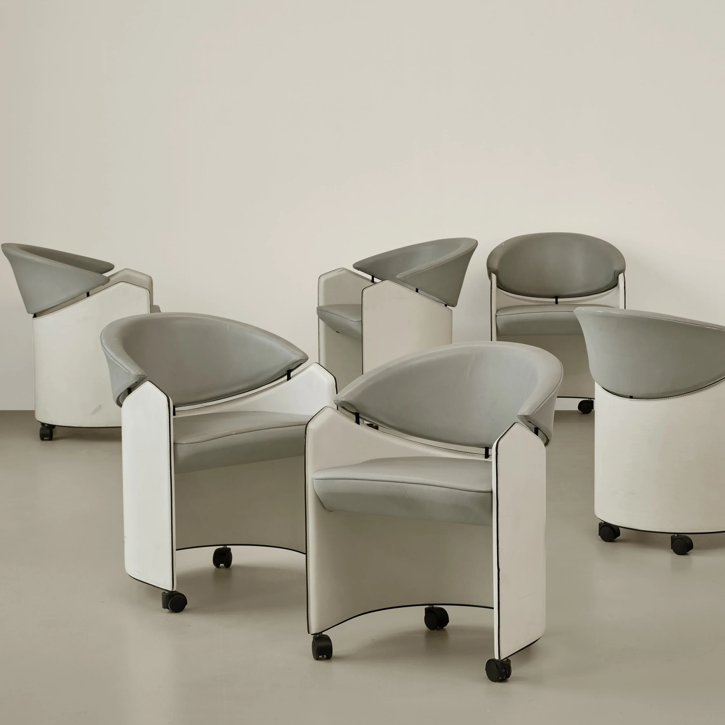 Roberto Pamio, set of eight Galena armchairs, circa 1989