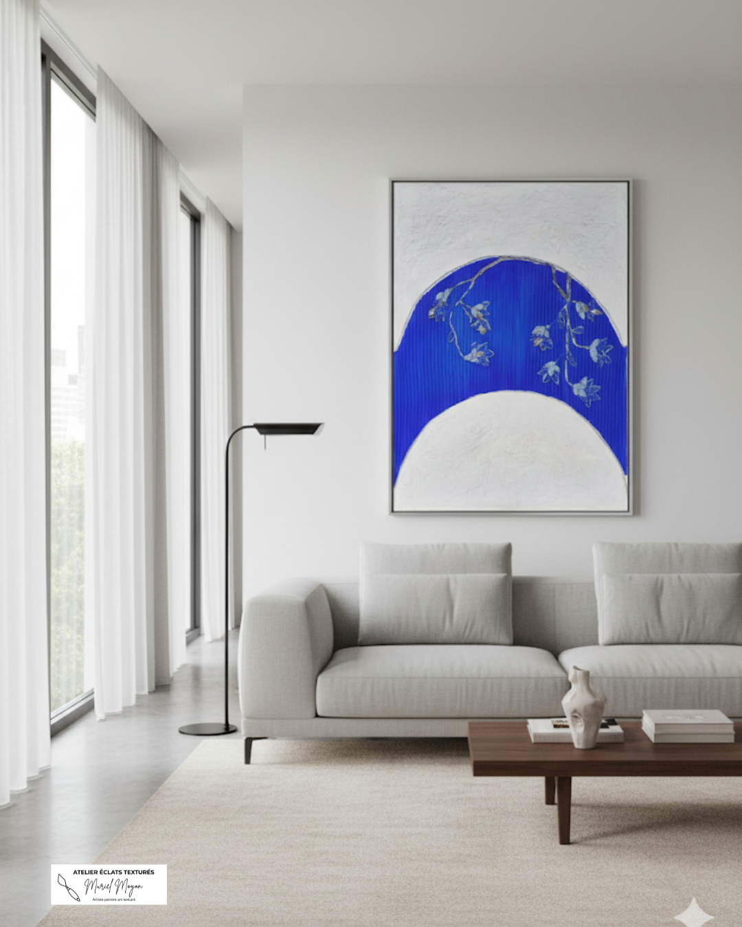 Blue Antica - Tableau texturé superposition