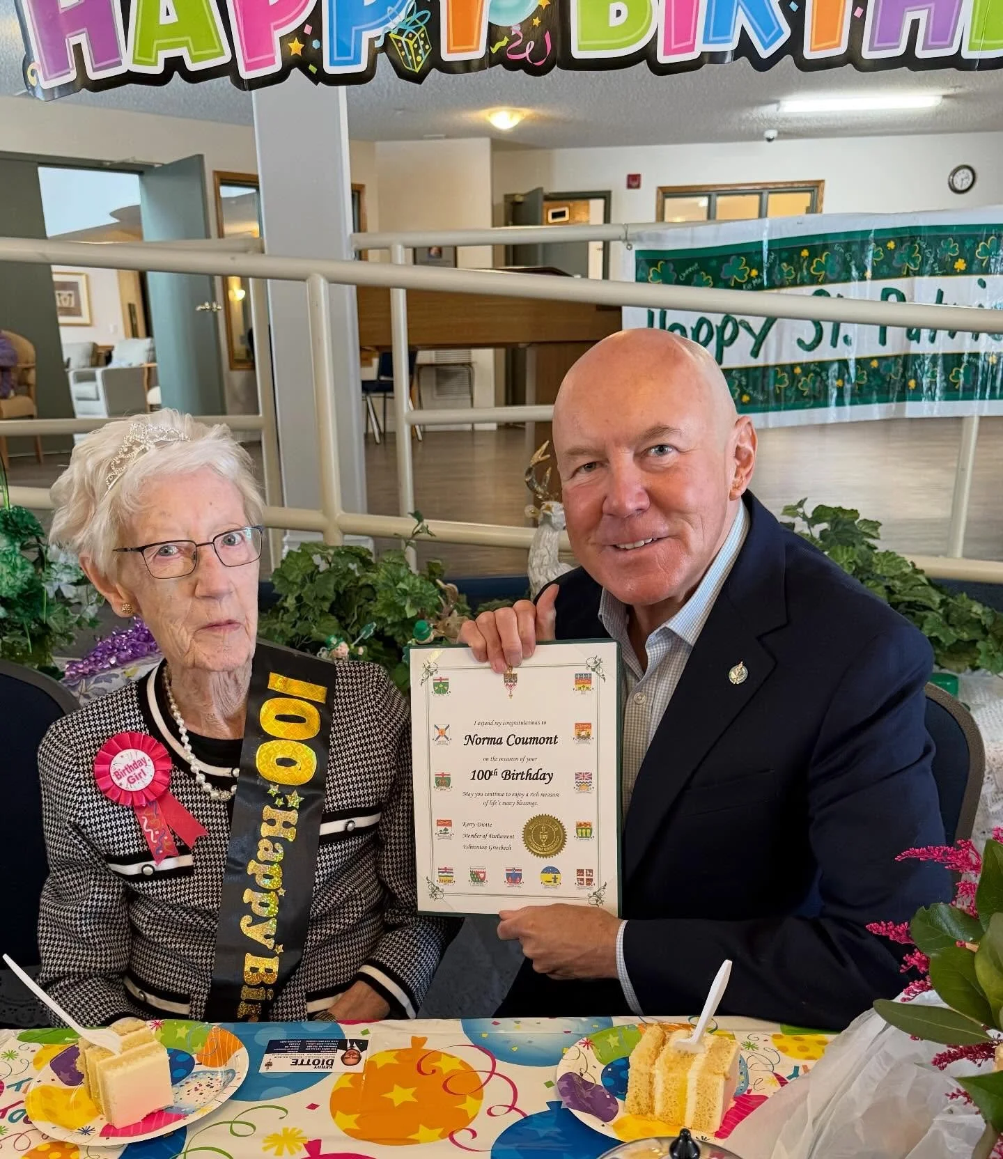 I was happy to help celebrate Norma Coumont&rsquo;s 100th birthday &mdash; a remarkable milestone for an extraordinary woman. Norma&rsquo;s longtime work as a florist has brought beauty and joy to so many. It was an honour to present her with a comme