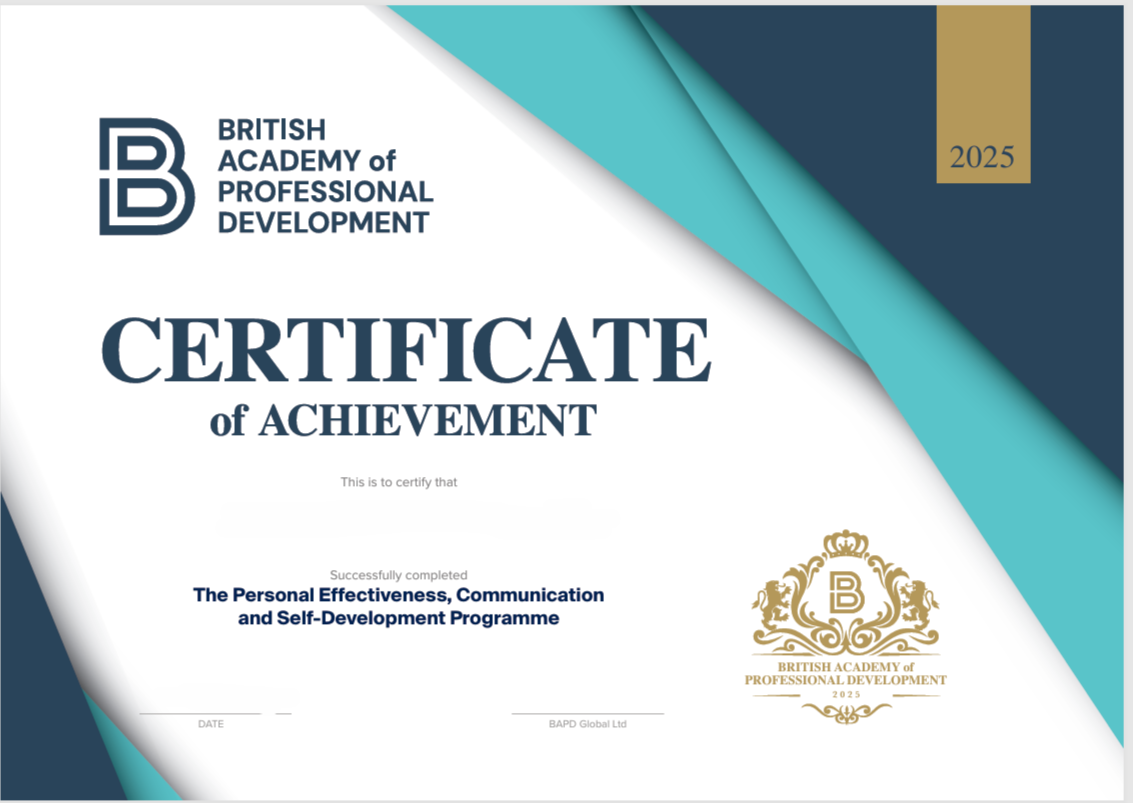 British Academy of Professional Development Certificate