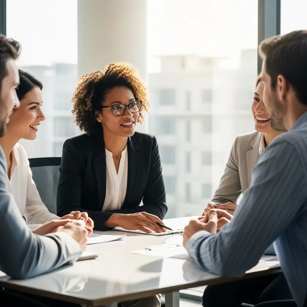 A young executive woman running a meeting at Bapd Global