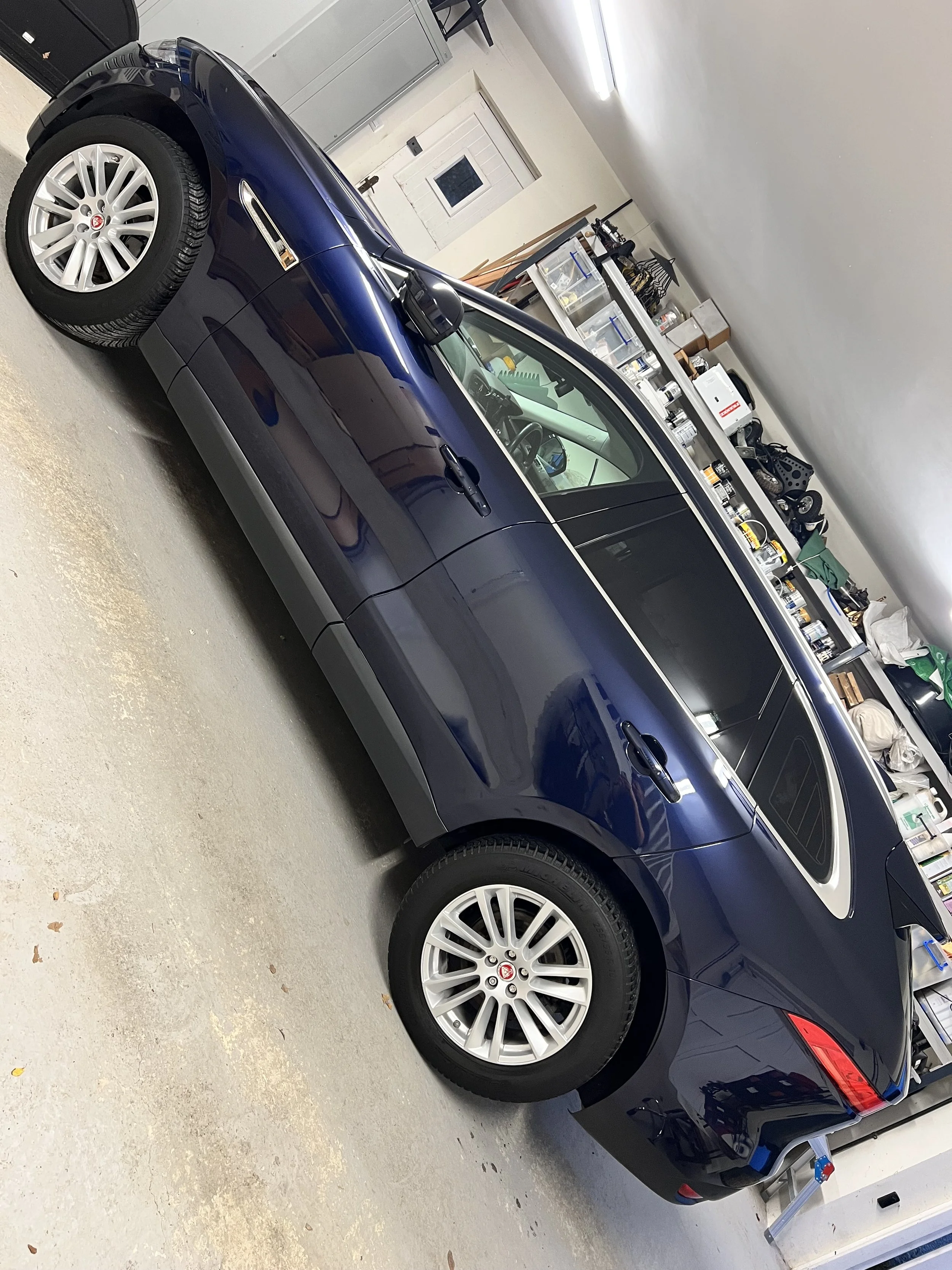 Jaguar car after full valet and detail and ceramic coating.