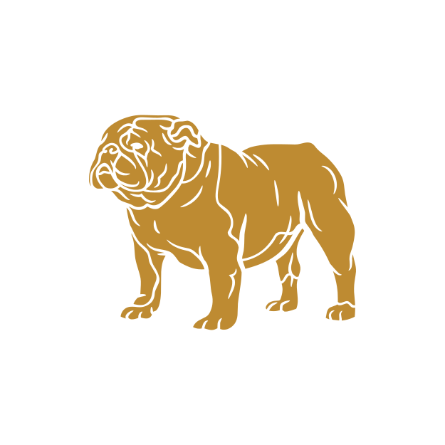 Illustration of a brown French Bulldog standing on a black background.