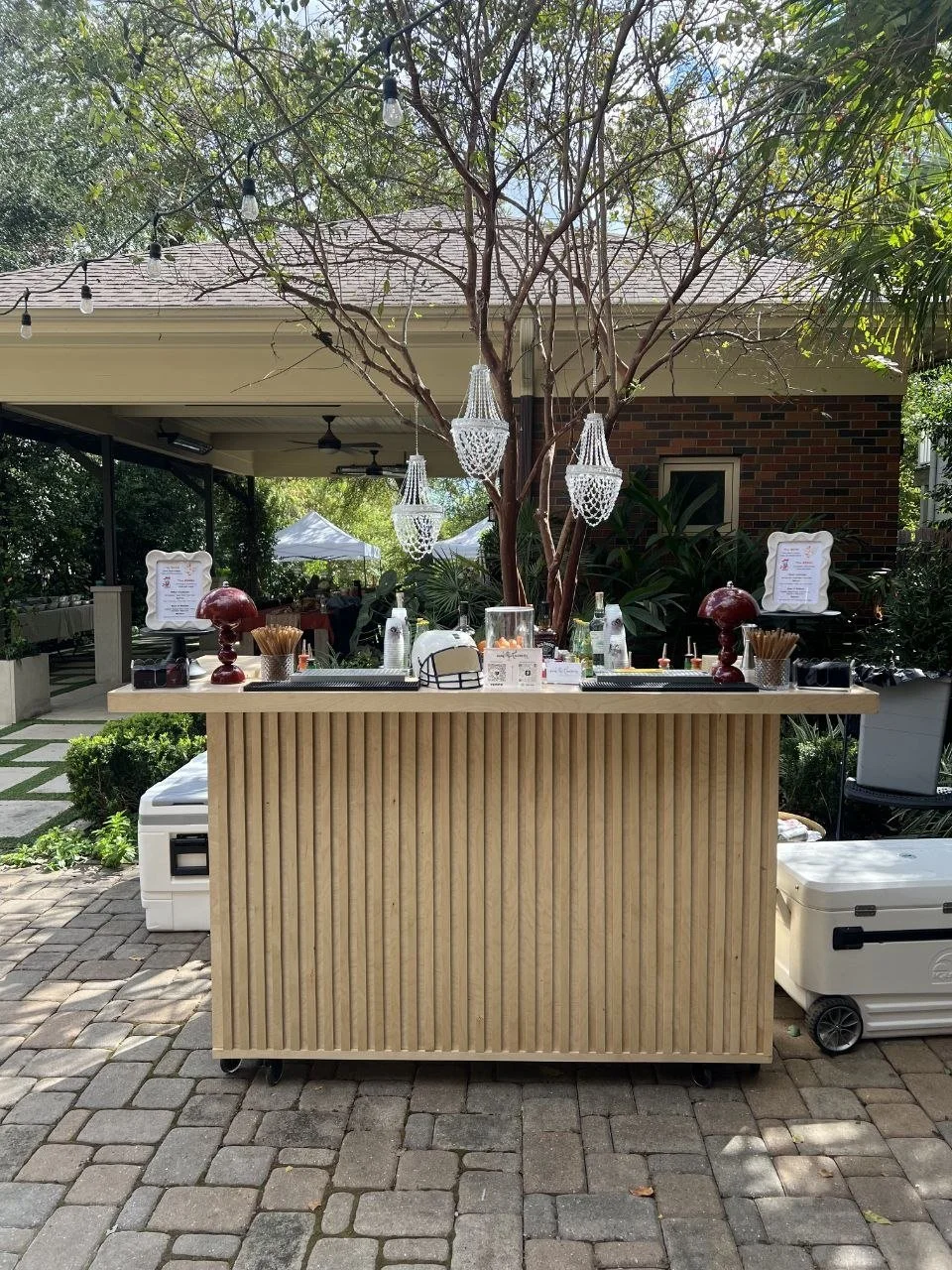 Mobile bar setup for a college football tailgate in Austin, Texas