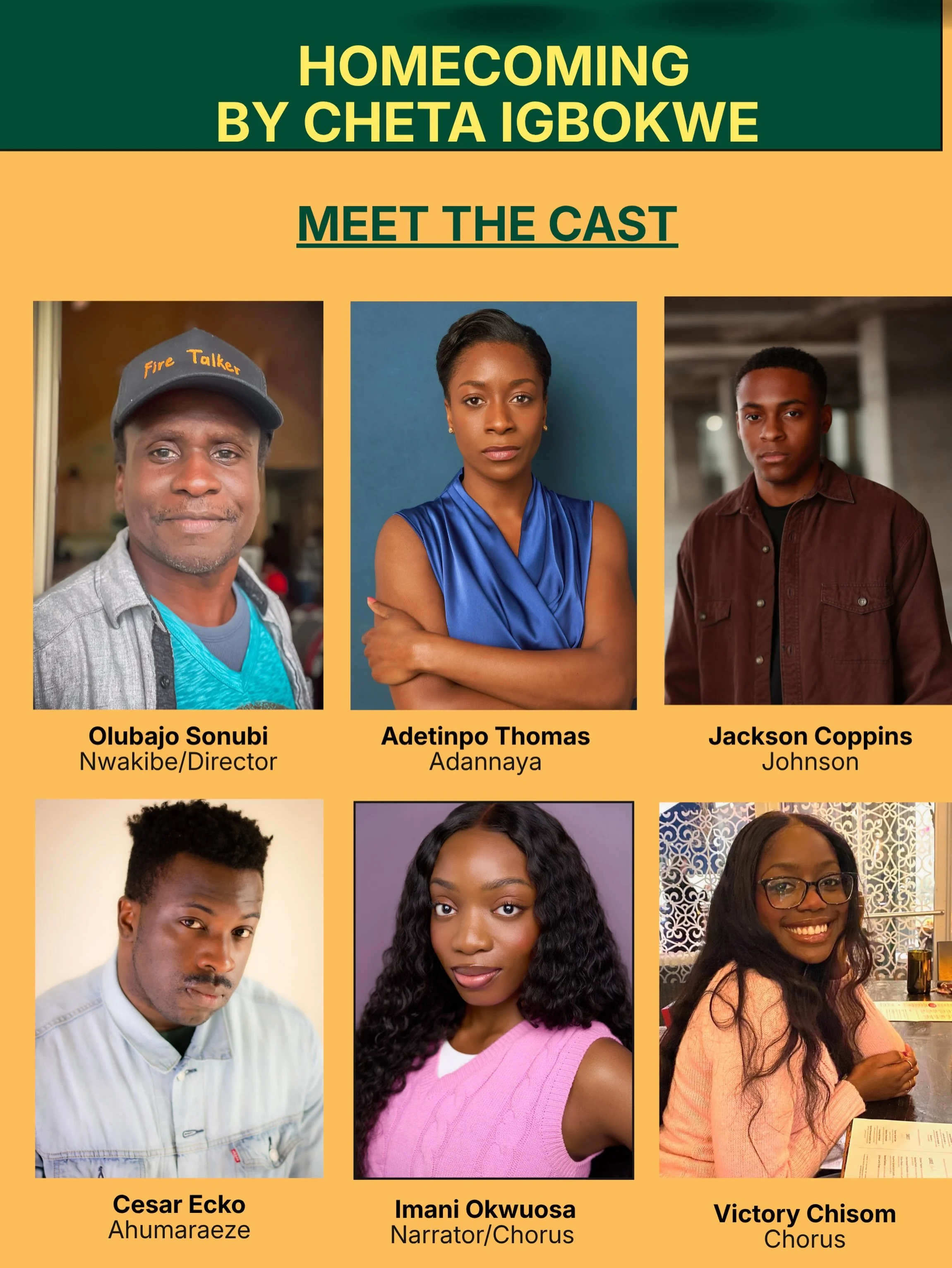 Homecoming, a play by Cheta Igbokwe and a post discussion with playwright.