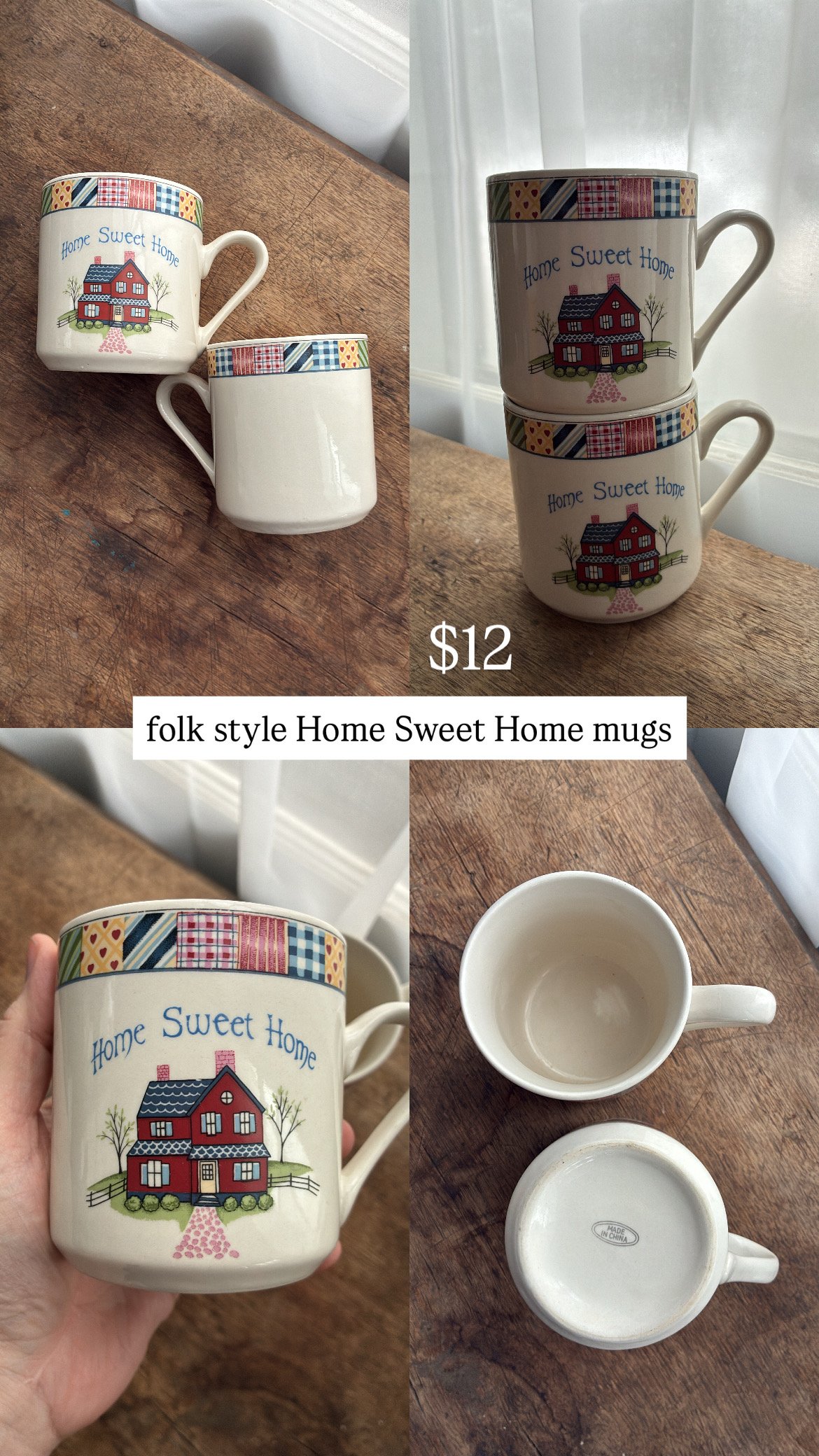 RESERVED - Folk Style Home Sweet Home Mugs