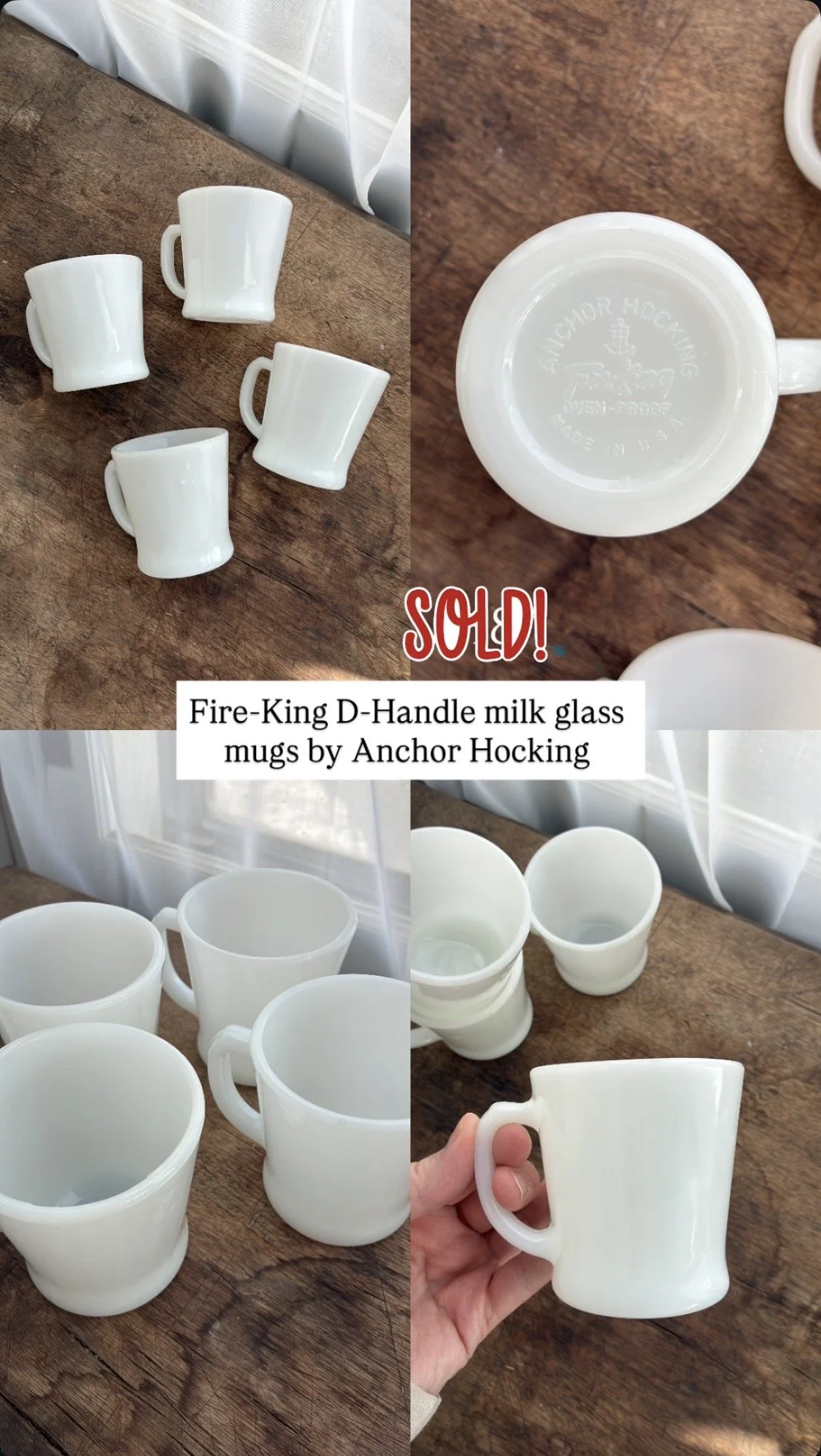 RESERVED - Fire-King D-Handle Milk Glass Mugs