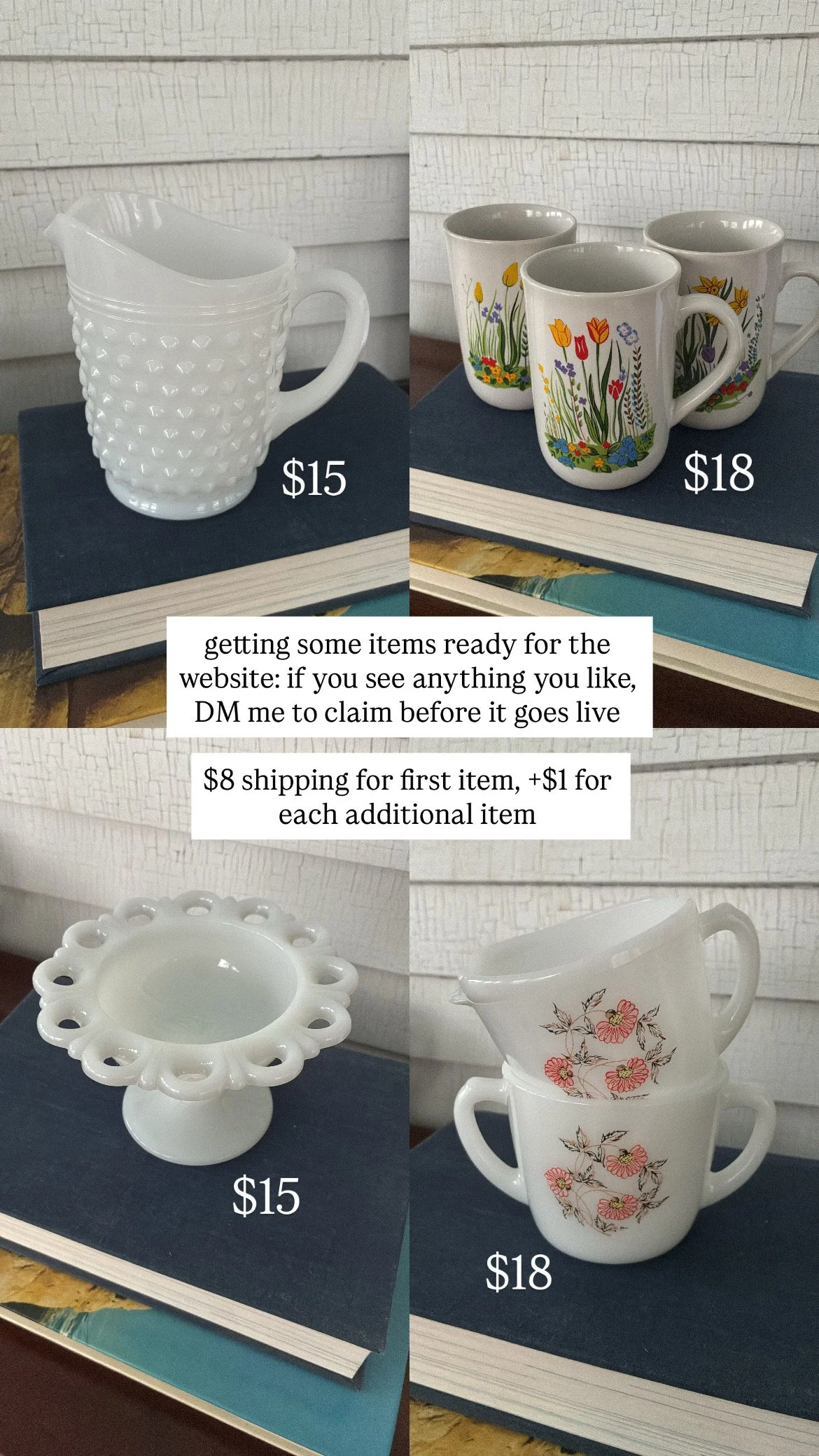 RESERVED - Small Hobnail Milk Glass Pitcher