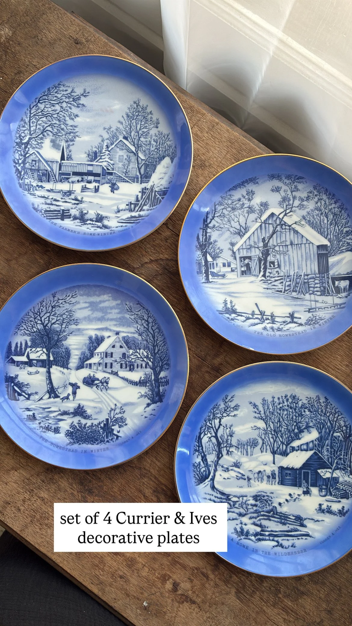 RESERVED - Set of 4 Currier & Ives Decorate Plates