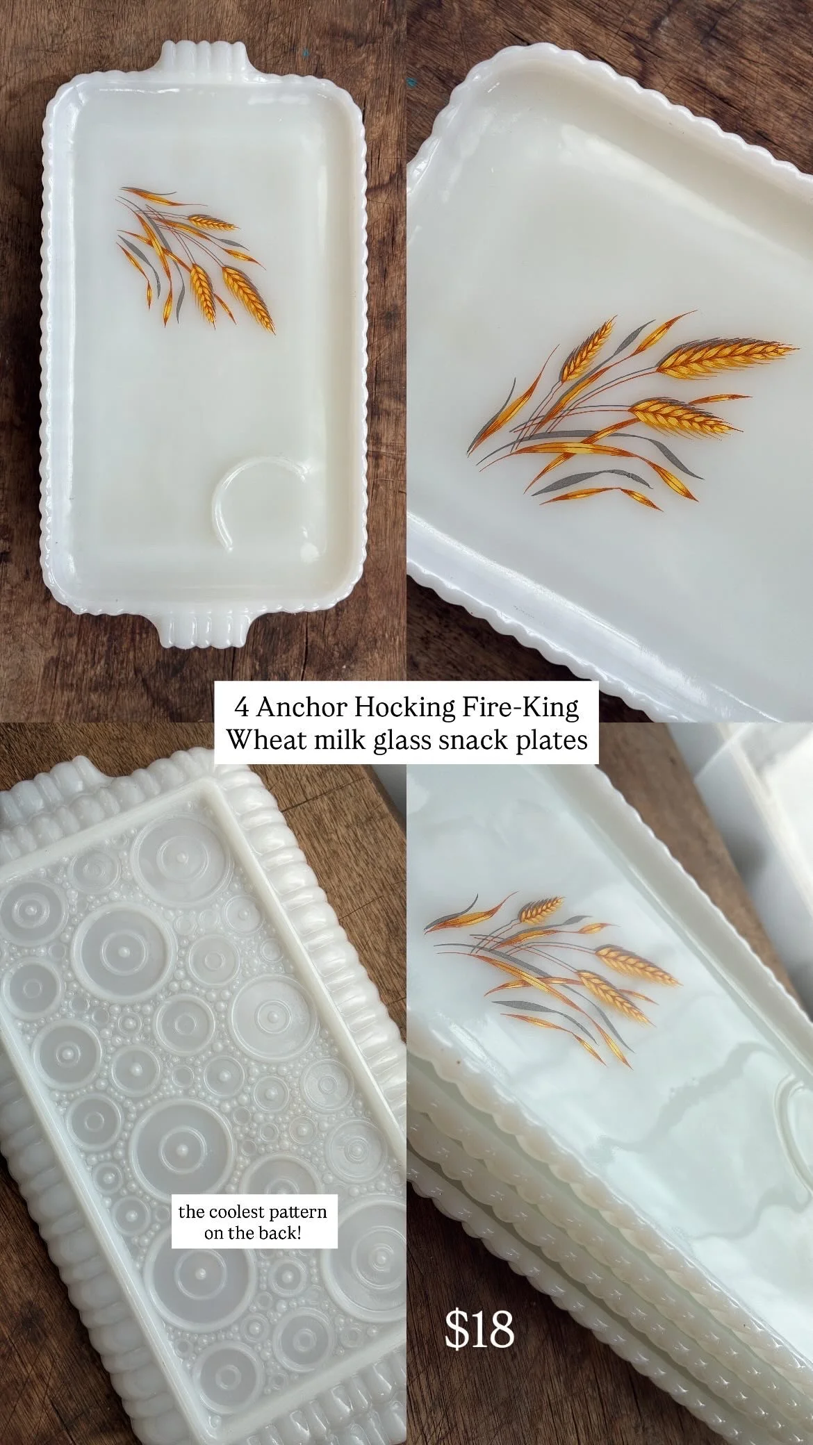 RESERVED - Wheat Milk Glass Snack Plates
