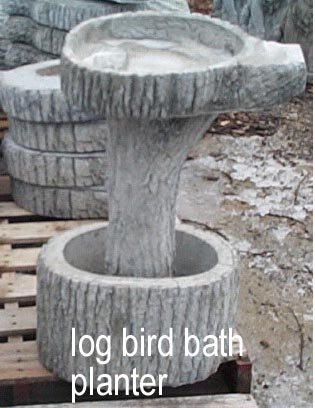 BB1300 LOG BIRD BATH PLANTER