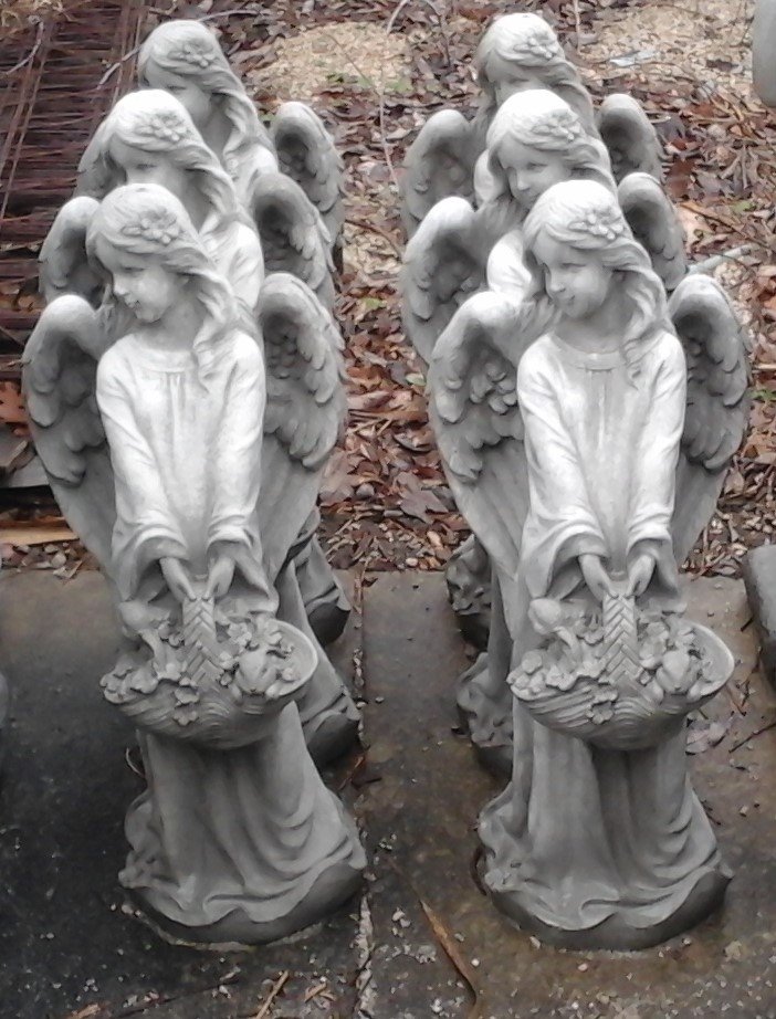 SA135 ANGEL STANDING/BASKET OF BUNNIES $60