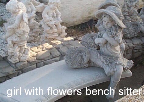 SG381 GIRL WITH FLOWERS BENCH SITTER $105