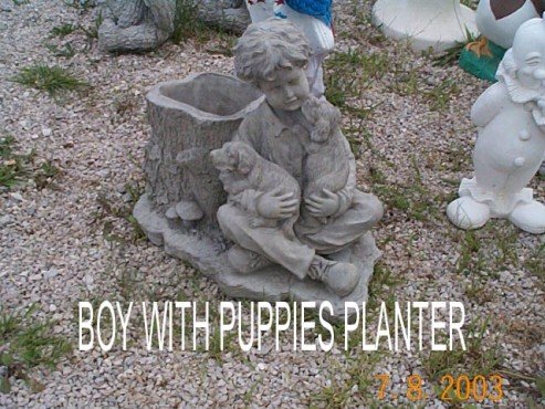 PB125 BOY WITH PUPPIES PLANTER