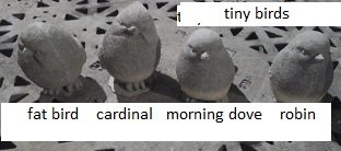 AB181-184 TINY BIRDS $5 each