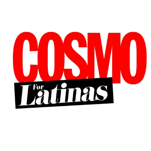 Cosmo magazine logo with the text 'Cosmo For Latinas' in large red, white, and black letters.