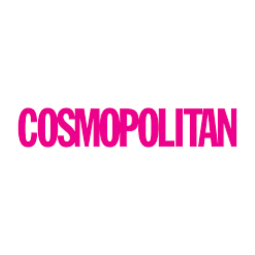 Cosmopolitan magazine logo in pink text on a white background.