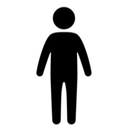 Silhouette of a person standing against a white background.