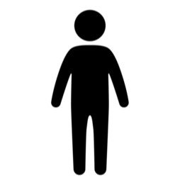 Silhouette of a person standing upright with arms at sides