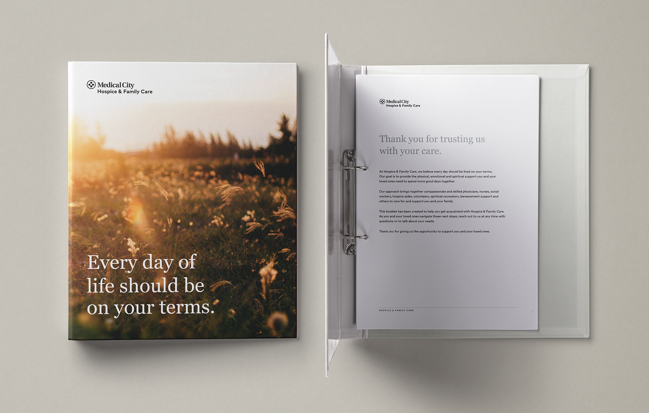 A patient admissions binder that supports all of their questions and concerns, enabling them to focus on what they can control in this journey