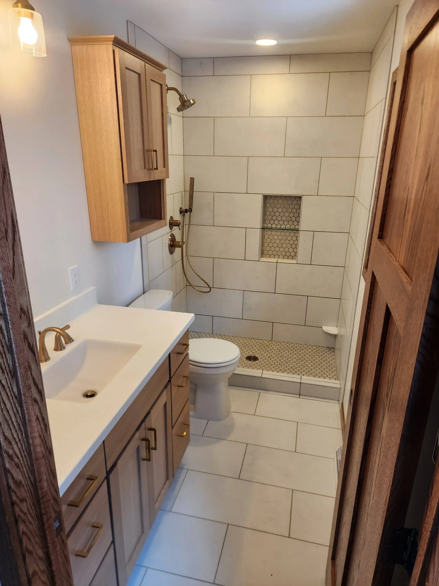 finished bathroom, shower, toilet, faucet