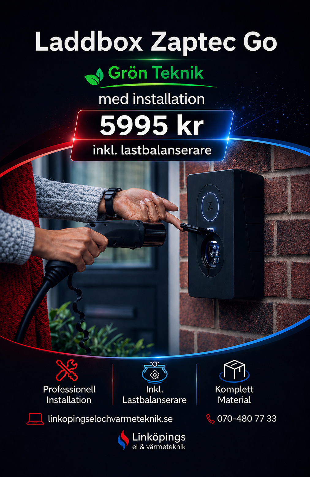 Kampanjerbjudande, zaptec go för 5995kr inkl lastbanserare