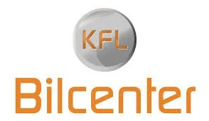 Logotyp för KFL Bilcenter med en grå cirkel och orange text.