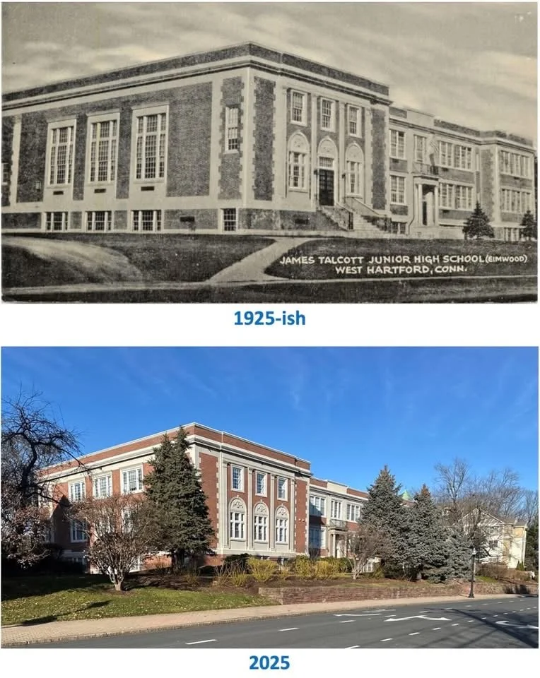 Talcott School 1925 & Quaker Green 2025 