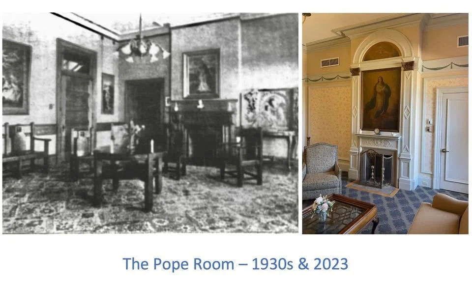 1936 - A future Pope (Cardinal Nuncio Pacelli at the time and, beginning in 1939, Pope Pius XII) visits Mount St. Joseph and the newly opened Saint Joseph College, as part of a US tour to show Vatican support for President Roosevelt.
