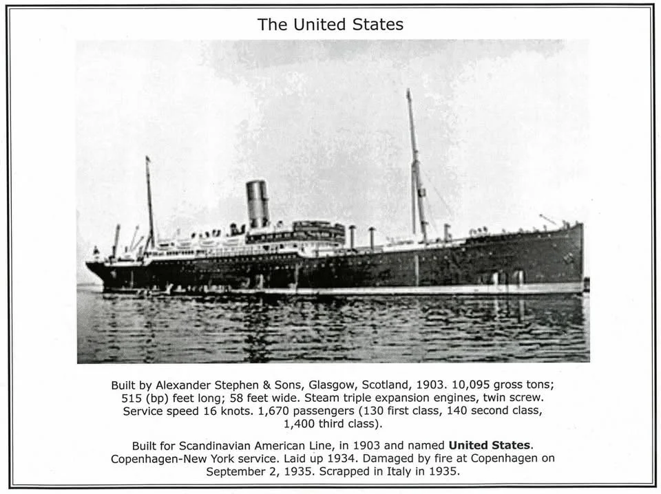 September 17, 1912- Andrew C Petersen arrives in New York City from Denmark aboard the SS United States 