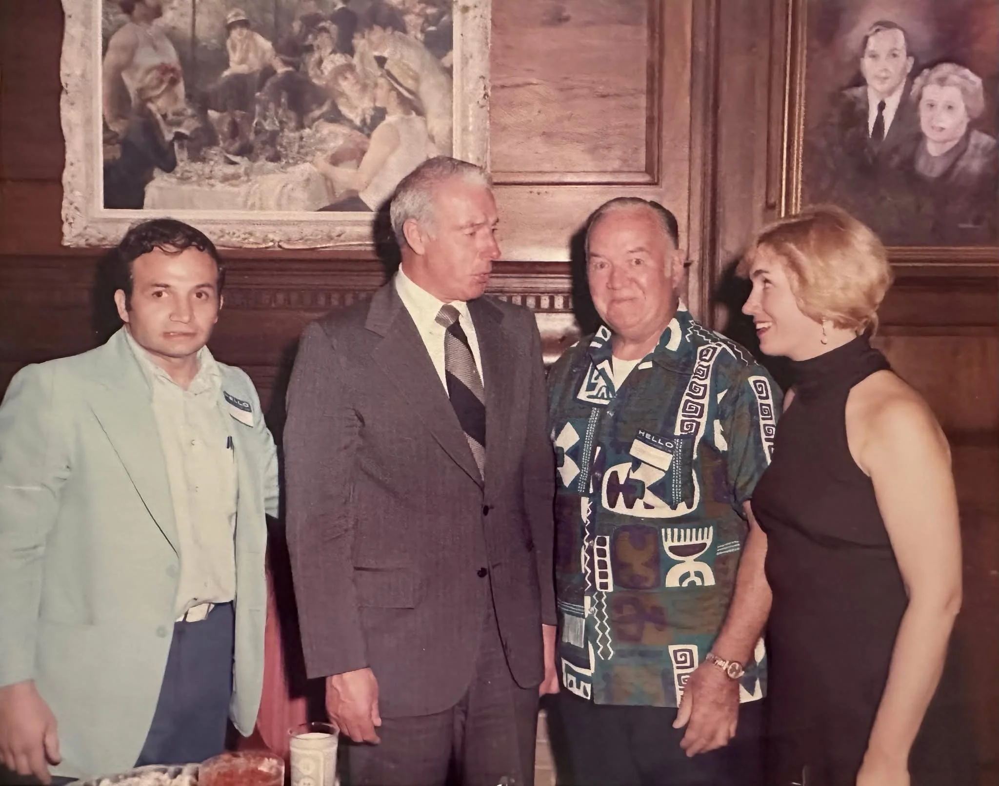 Nancy's husband Arthur Spada, Joe DiMaggio, Nancy's father Archibald Saunders and Nancy Saunders Spada.