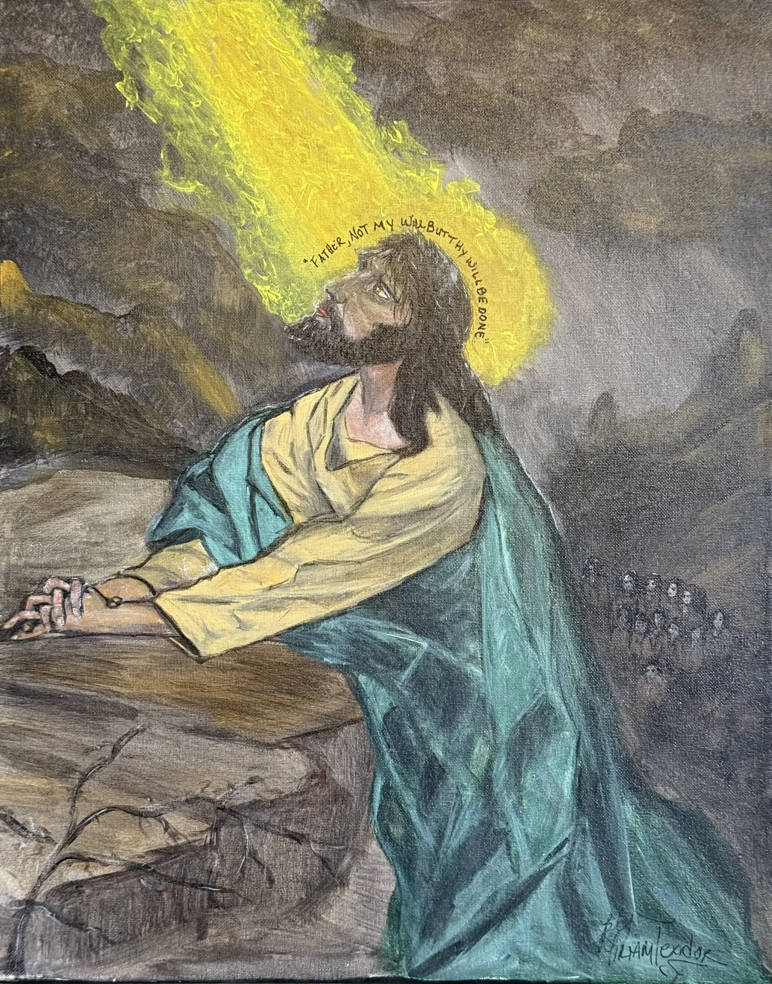 a painting of Jesus in the garden