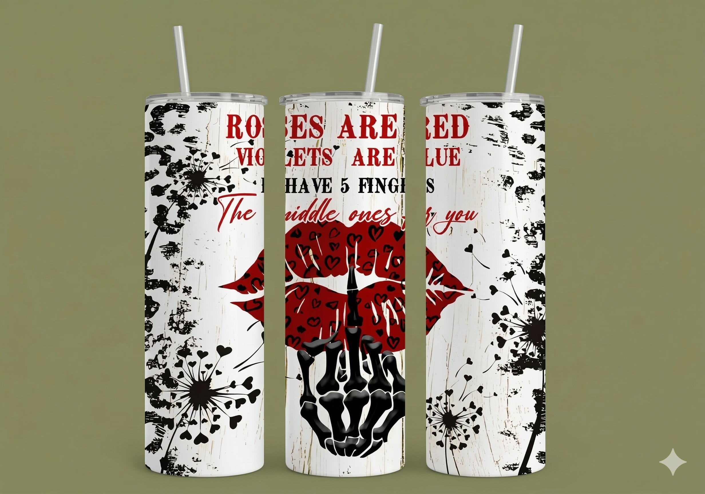 Roses, Violets, & Middle Finger 20 oz Tumbler