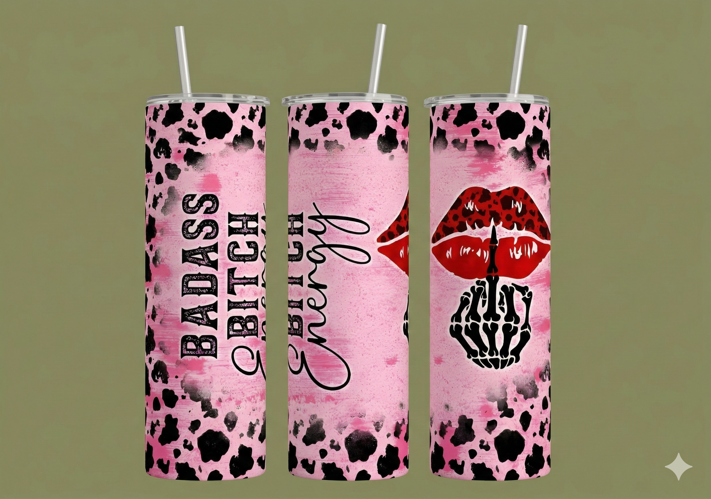 Bad Ass Bitch Energy 20 oz Tumbler - Pink