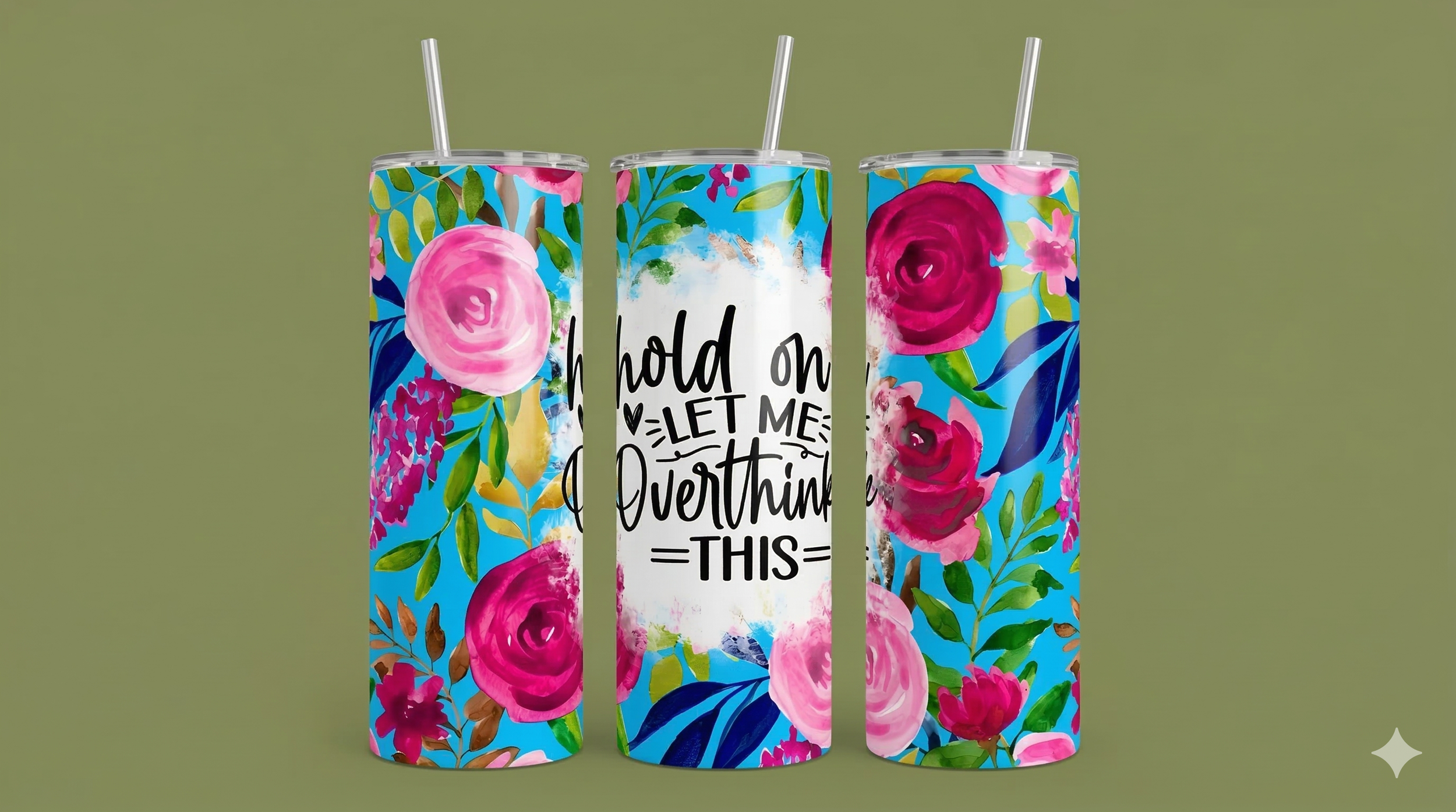 'Let Me Over Think This' 20 oz Vivid Floral Tumbler