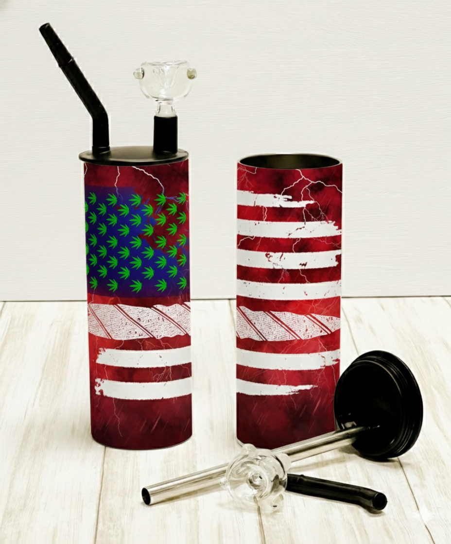 Cannabis American Flag Hookah Bong Tumbler