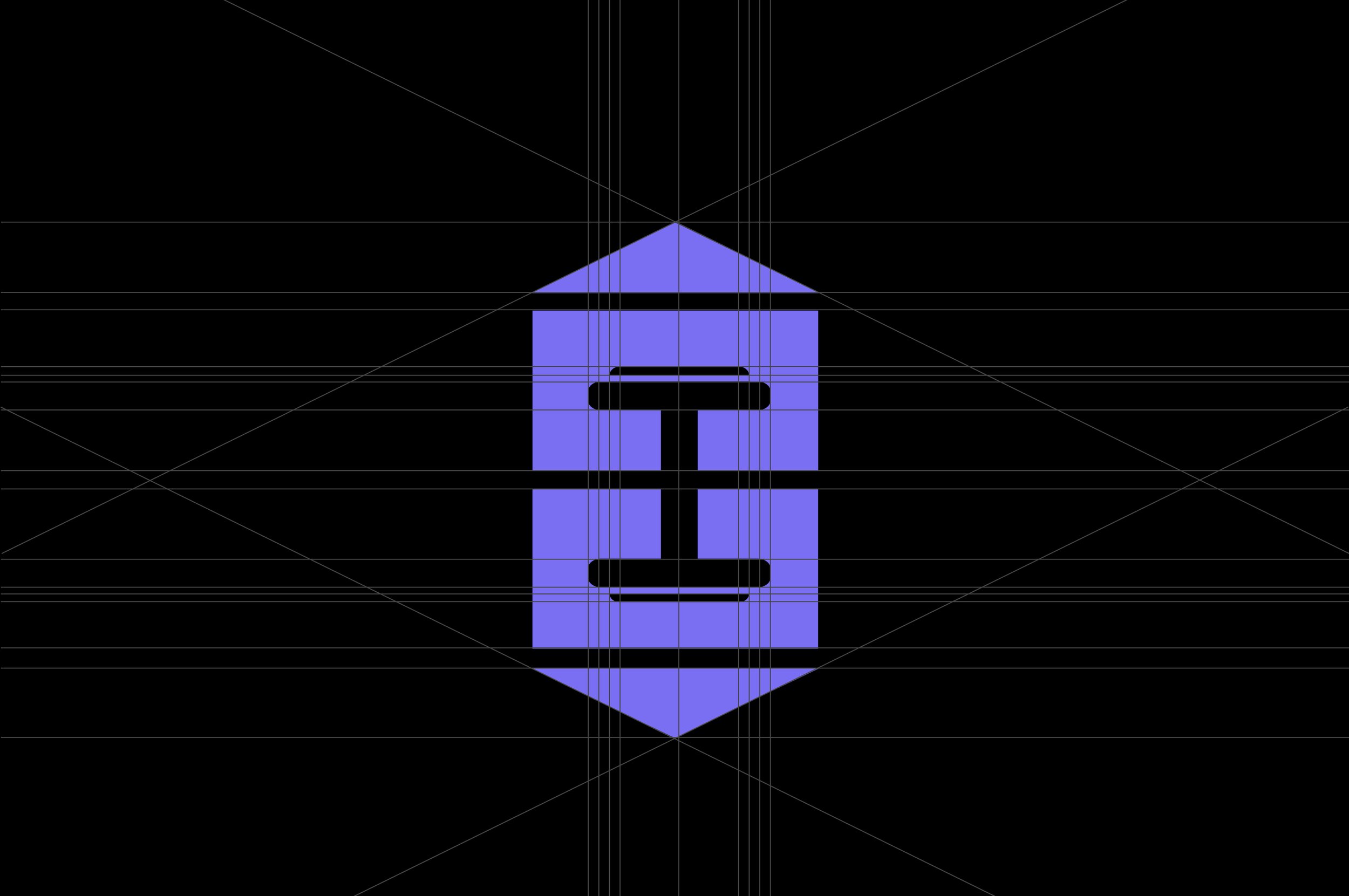 A graphic illustration of a glue stick, with the label 'Glue Stick' in black text on a purple background, on a black background with building guidelines.