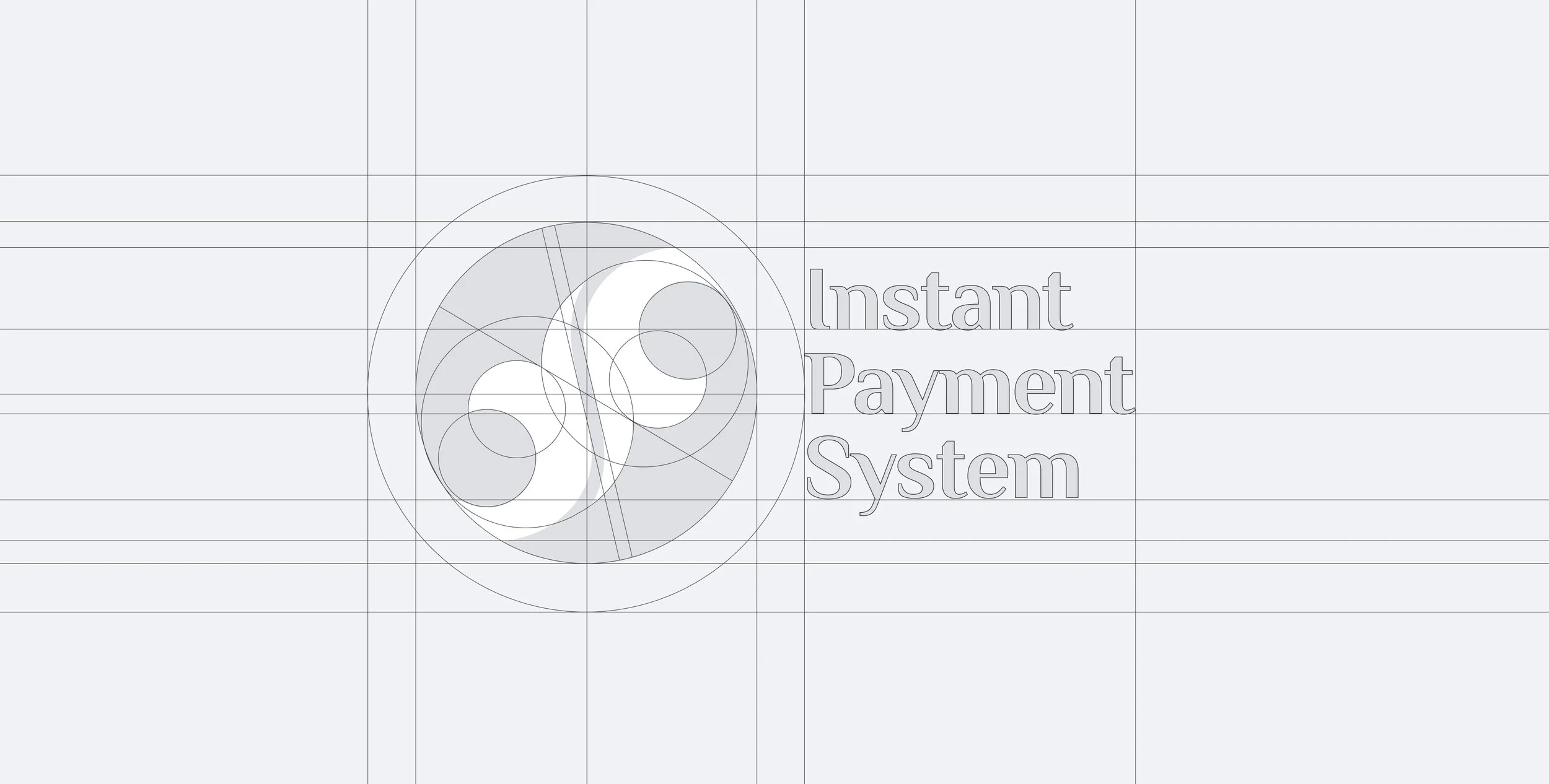 Design sketch for the logo of Instant Payment System, featuring geometric circles and the text 'Instant Payment System' in a minimalist style.