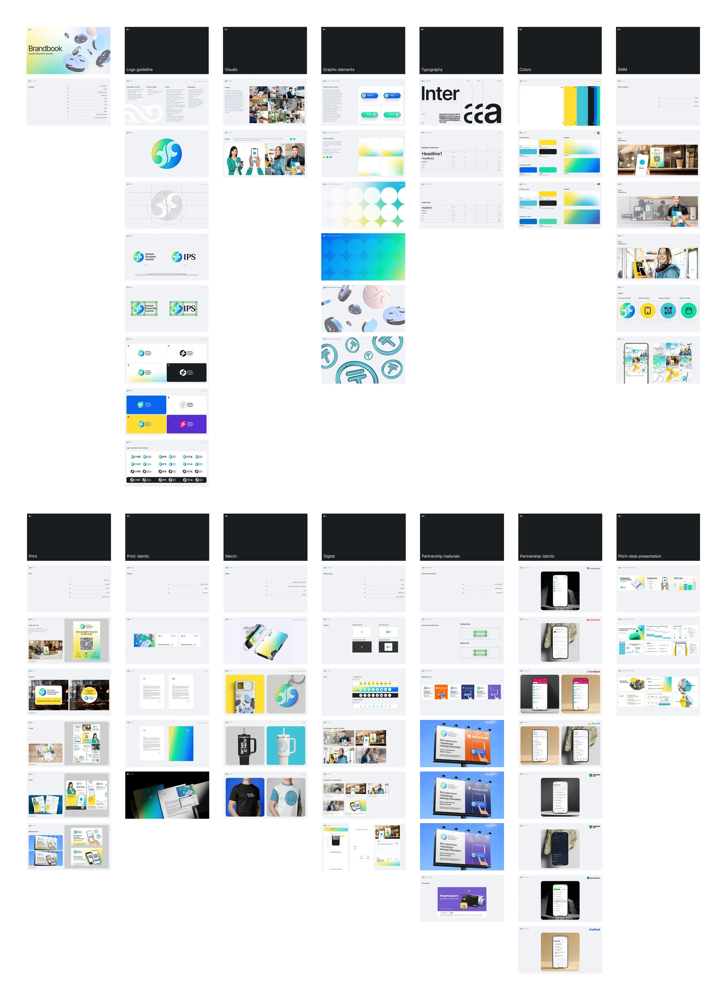 Collection of presentation slides and images related to branding, logos, digital marketing, and mobile apps for a company called 'Brandoff' featuring various design elements, color schemes, and product images.