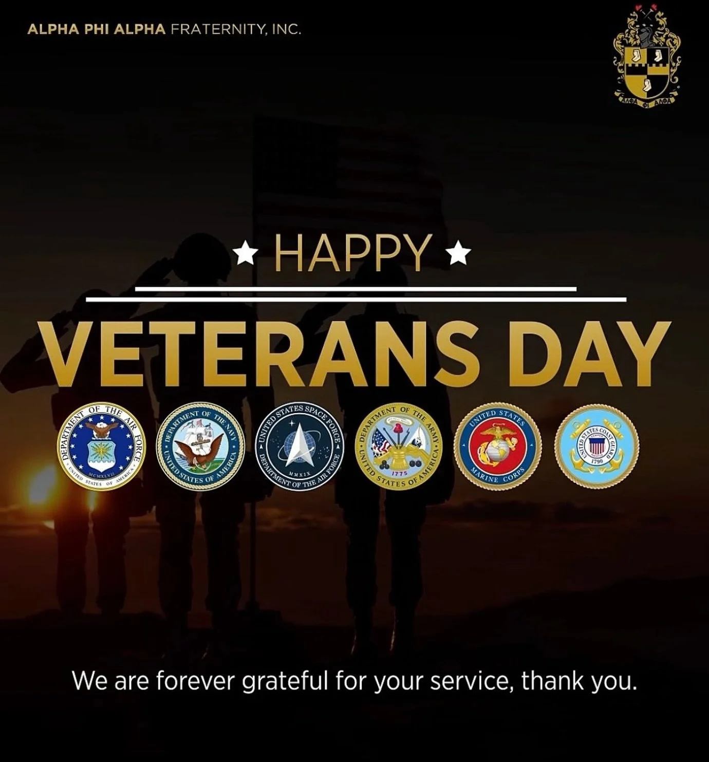 On this Veterans Day, the Brothers of Alpha Phi Alpha Fraternity, Inc. extend our deepest gratitude to the brave men and women who have honorably served in the armed forces. We salute your sacrifice, courage, and steadfast dedication to protecting ou