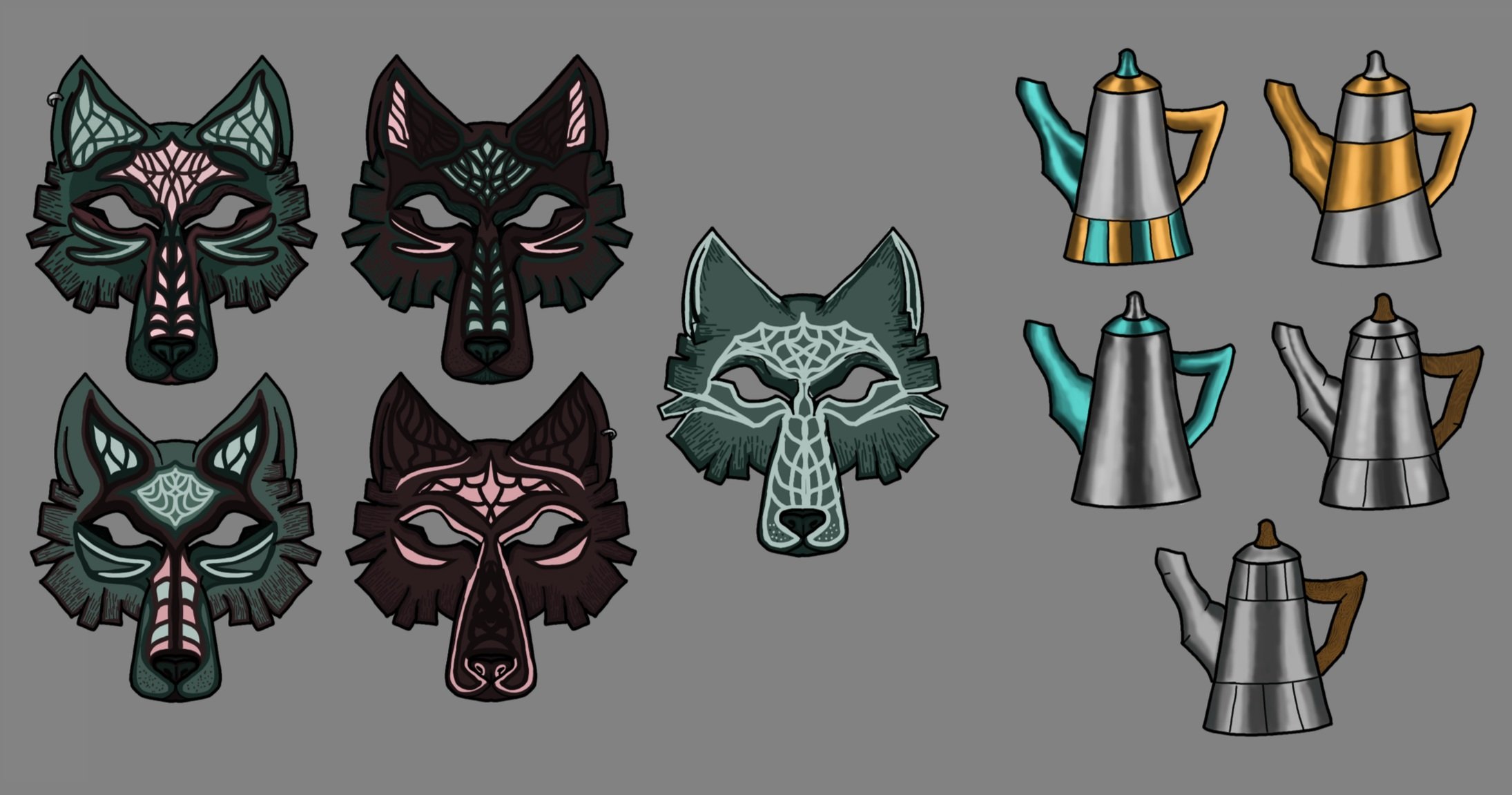 Prop Design Concept Art for Original Characters Designed for a Savannah College of Art and Design Class. Inspired by Apex Legends.