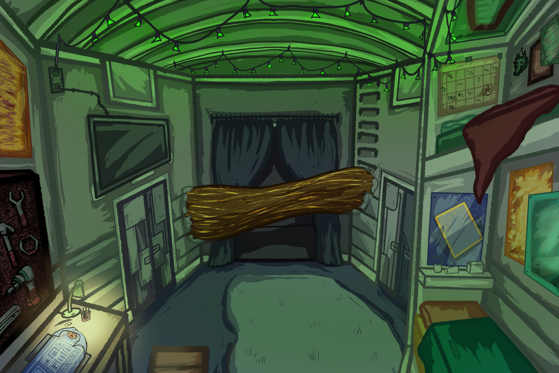 Interior Design Concept Art for an Original Character Designed for a Savannah College of Art and Design Class. Inspired by Apex Legends.