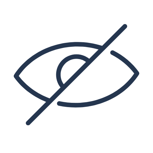 Icon of an eye with a diagonal line through it, indicating 'no eyes' or 'eye block'