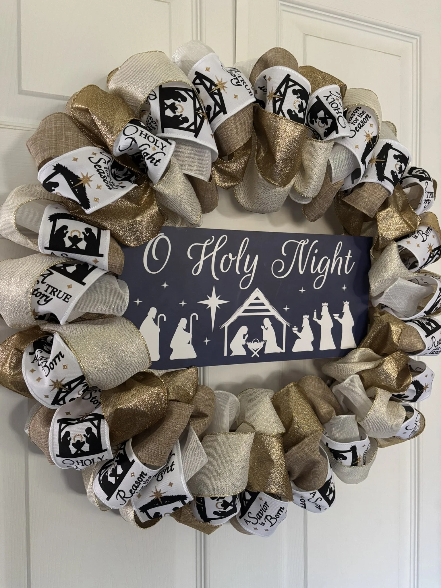O Holy Night Nativity Ribbon Wreath Left Side.JPEG