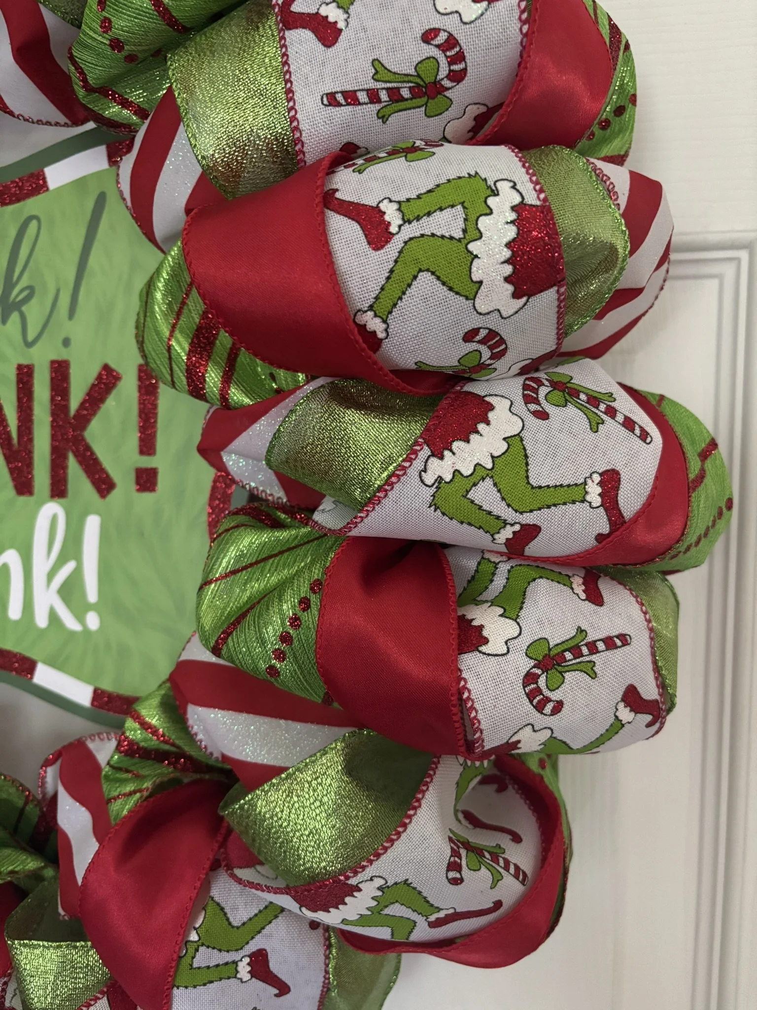 Stink Stank Stunk Green Monster Ribbon Wreath Zoom View.JPEG
