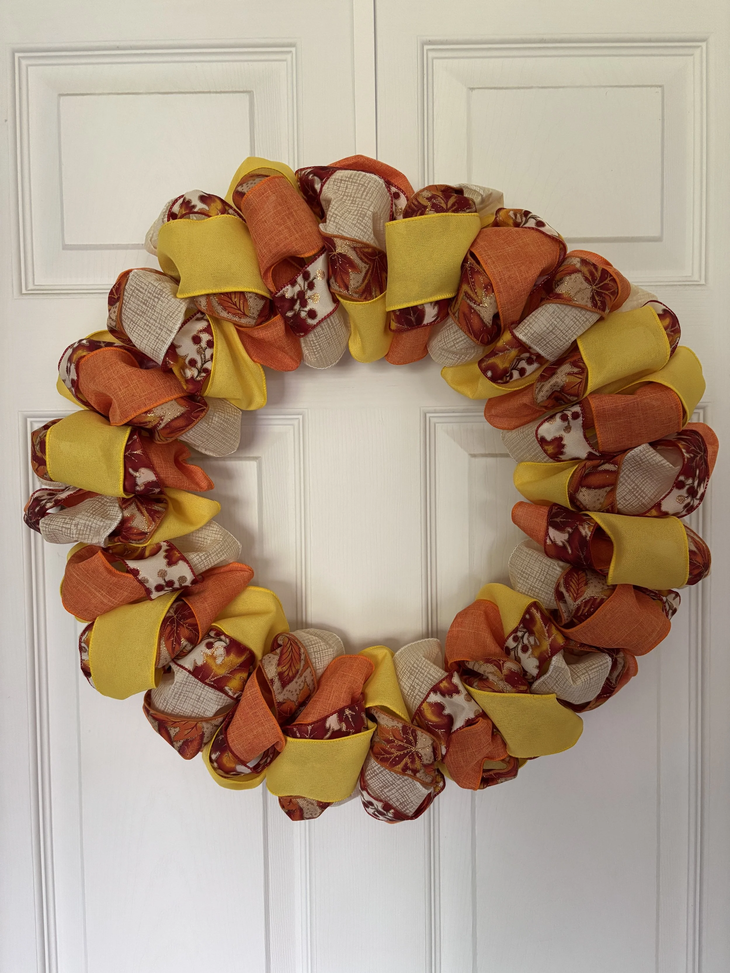 22 Inch Orange, Yellow, and Cream Fall Wreath Front.JPG